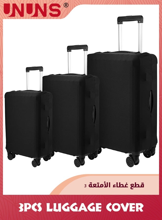 UNUNS غطاء حقائب 3 قطع، غطاء حقيبة سفر مضاد للخدش، واقي حقائب قابل للغسل يناسب حقائب 18-28 بوصة (أسود) - Image 1