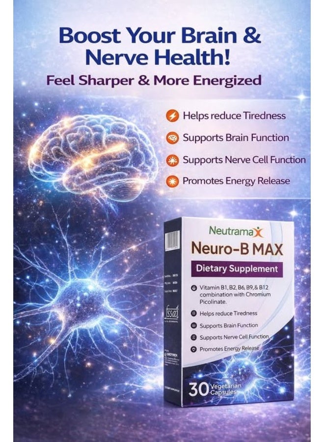 Neutramax Neuro B Max Dietary Supplement 30 Veg Capsules | Vitamin B Complex Formula | Supports Nerve Health, Energy & Daily Wellness - Image 5