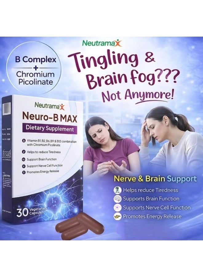 Neutramax Neuro B Max Dietary Supplement 30 Veg Capsules | Vitamin B Complex Formula | Supports Nerve Health, Energy & Daily Wellness - Image 4