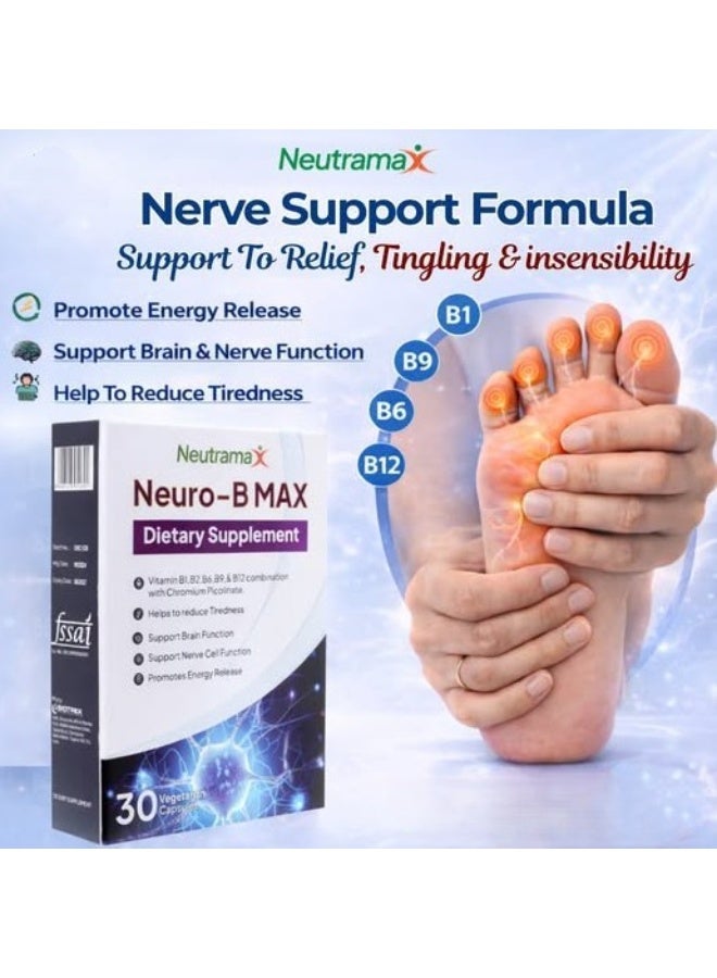 Neutramax Neuro B Max Dietary Supplement 30 Veg Capsules | Vitamin B Complex Formula | Supports Nerve Health, Energy & Daily Wellness - Image 3