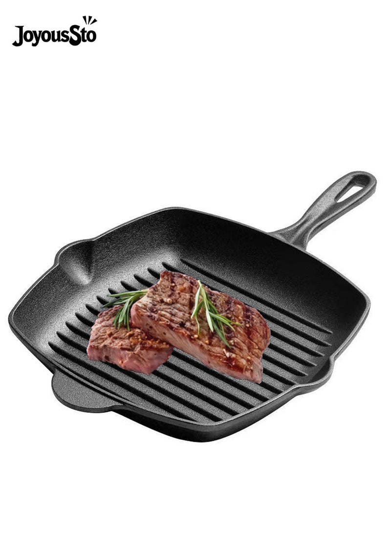 JoyousSto Enameled Cast Iron Square Square Skillet Grill, 26cm(10.25'') - Image 1