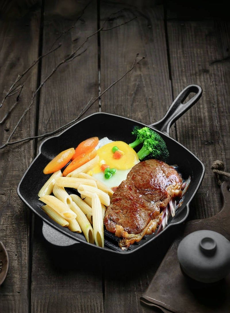 JoyousSto Enameled Cast Iron Square Square Skillet Grill, 26cm(10.25'') - Image 2