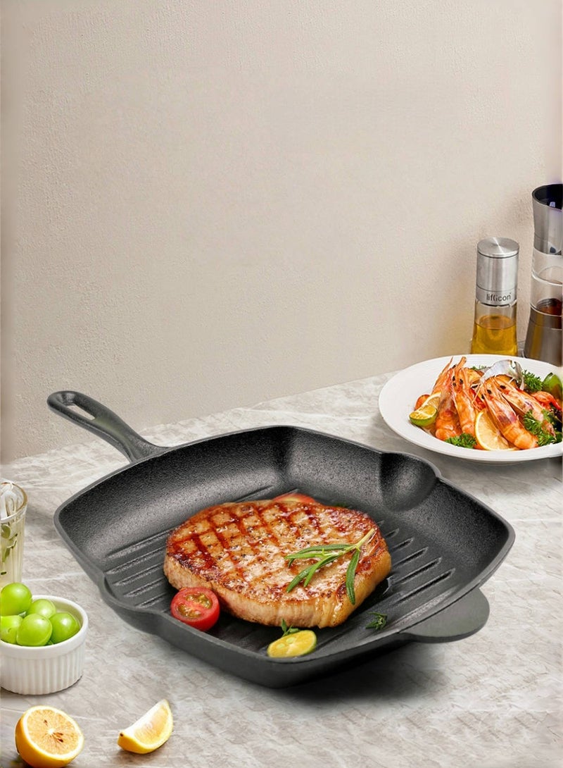 JoyousSto Enameled Cast Iron Square Square Skillet Grill, 26cm(10.25'') - Image 4