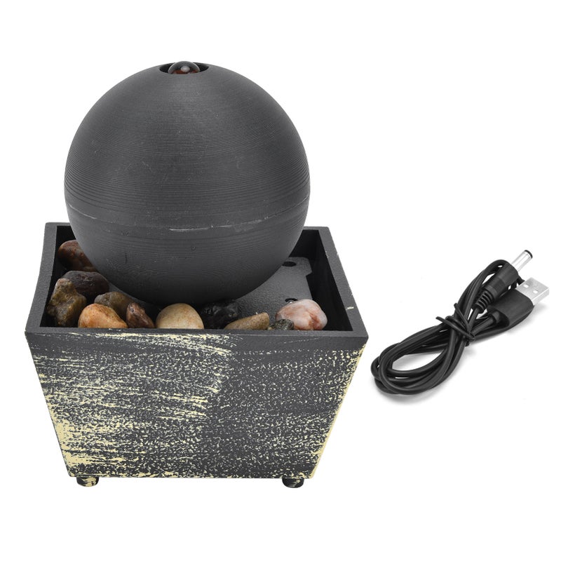 3V USB Indoor Tabletop Ball Fountain with LED Light and Stone Desktop Fountain for Home Office Decor - Image 1