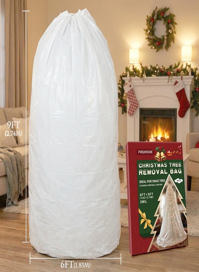PROMORE Christmas Tree Removal Bag with Red Ribbon,2.7x1.8M Xmas Tree Storage Disposal Plastic Poly Bag Heavy Duty Extra Large Tear-Resistant Waterproof Dustproof - White - Image 3