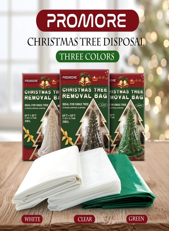 PROMORE Christmas Tree Removal Bag with Red Ribbon,2.7x1.8M Xmas Tree Storage Disposal Plastic Poly Bag Heavy Duty Extra Large Tear-Resistant Waterproof Dustproof - White - Image 2