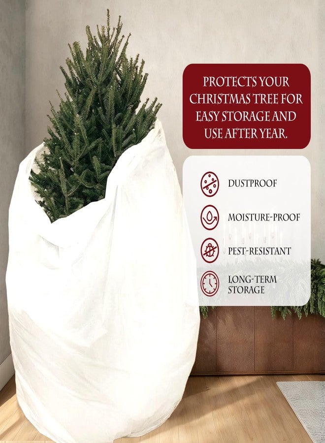 PROMORE Christmas Tree Removal Bag with Red Ribbon,2.7x1.8M Xmas Tree Storage Disposal Plastic Poly Bag Heavy Duty Extra Large Tear-Resistant Waterproof Dustproof - White - Image 5