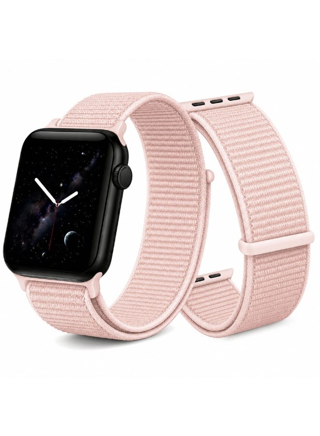 CATANES Breathable Nylon Sport Loop Band Compatible with Apple Watch 44mm 45mm 46mm 49mm for Women Men, iWatch Wrist Straps for Ultra 3 2, Se, Series 11 10 9 8 7 - baby pink - Image 2