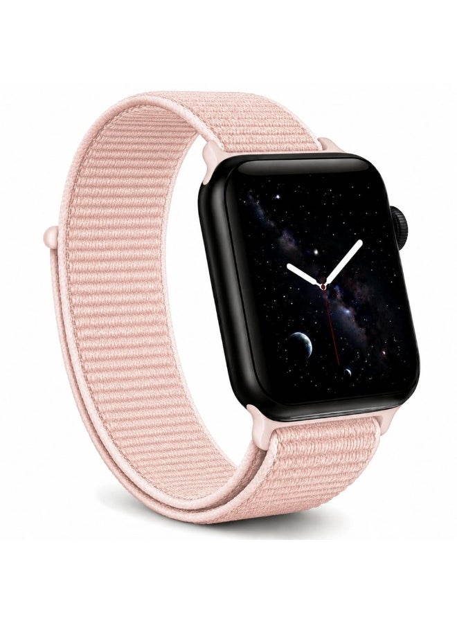 CATANES Breathable Nylon Sport Loop Band Compatible with Apple Watch 44mm 45mm 46mm 49mm for Women Men, iWatch Wrist Straps for Ultra 3 2, Se, Series 11 10 9 8 7 - baby pink - Image 1