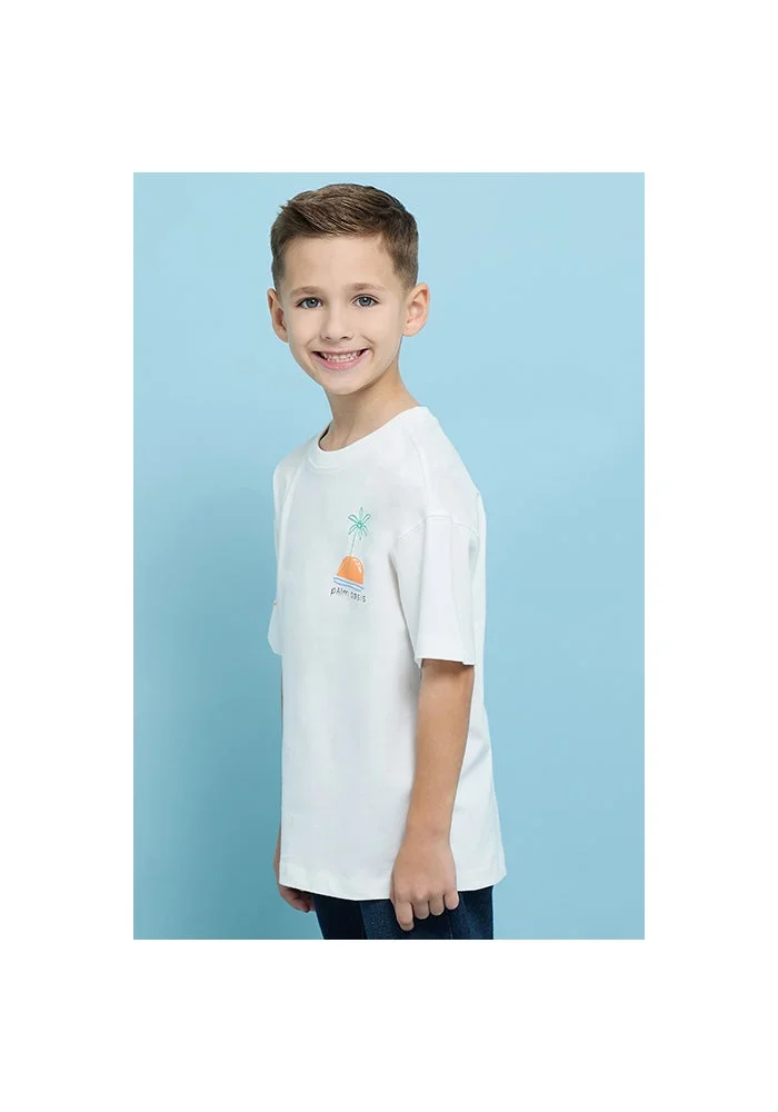 أر أند بي Printed T-Shirt with Crew Neck and Short Sleeves