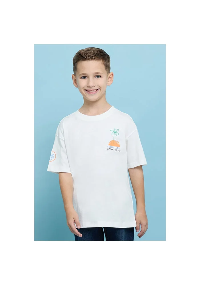 أر أند بي Printed T-Shirt with Crew Neck and Short Sleeves