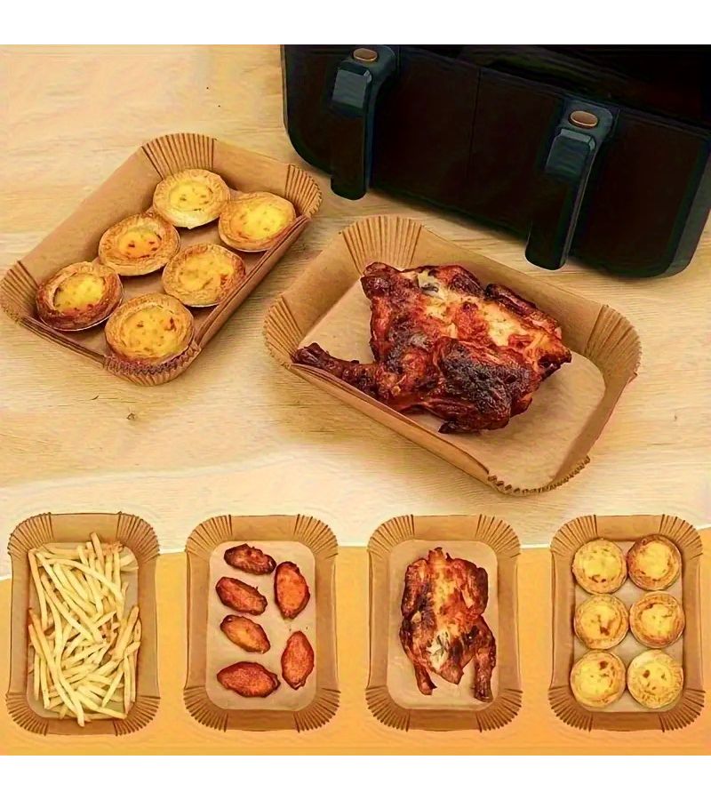 105 Disposable Air Fryer Liners Natural 1.37gal Rectangular Baking Papers - Image 2