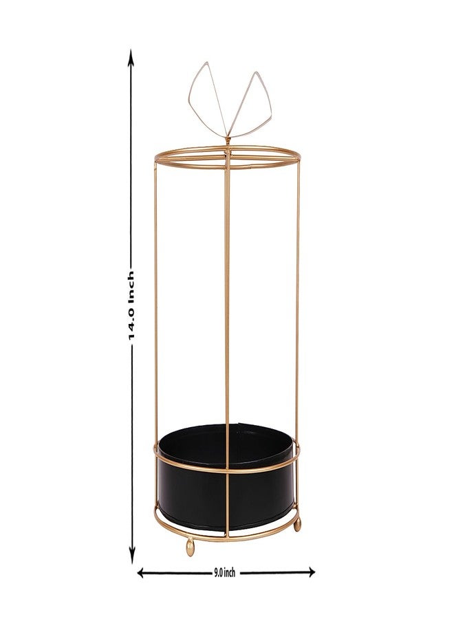 INDIAN ARTISANS Decorative Metal Hamper Basket with Bow Design, Black and Gold, Round Storage Container, Gifting Fruits Basket for Baby, Wedding, Metal Basket Gift hamper for wedding ceremony and any occasion - Image 5