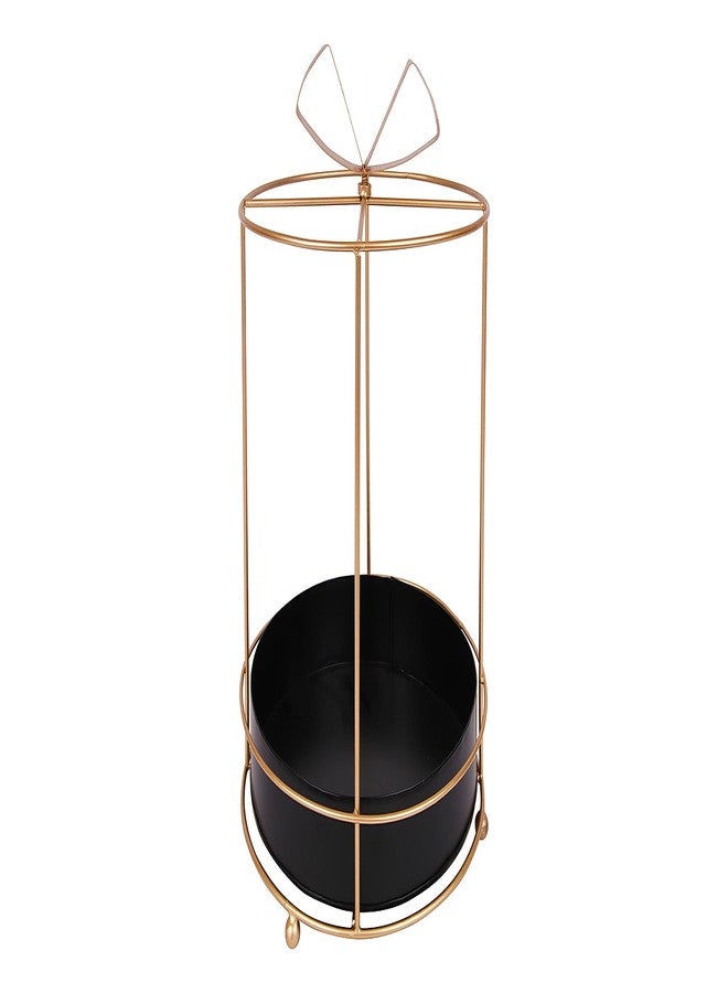 INDIAN ARTISANS Decorative Metal Hamper Basket with Bow Design, Black and Gold, Round Storage Container, Gifting Fruits Basket for Baby, Wedding, Metal Basket Gift hamper for wedding ceremony and any occasion - Image 3