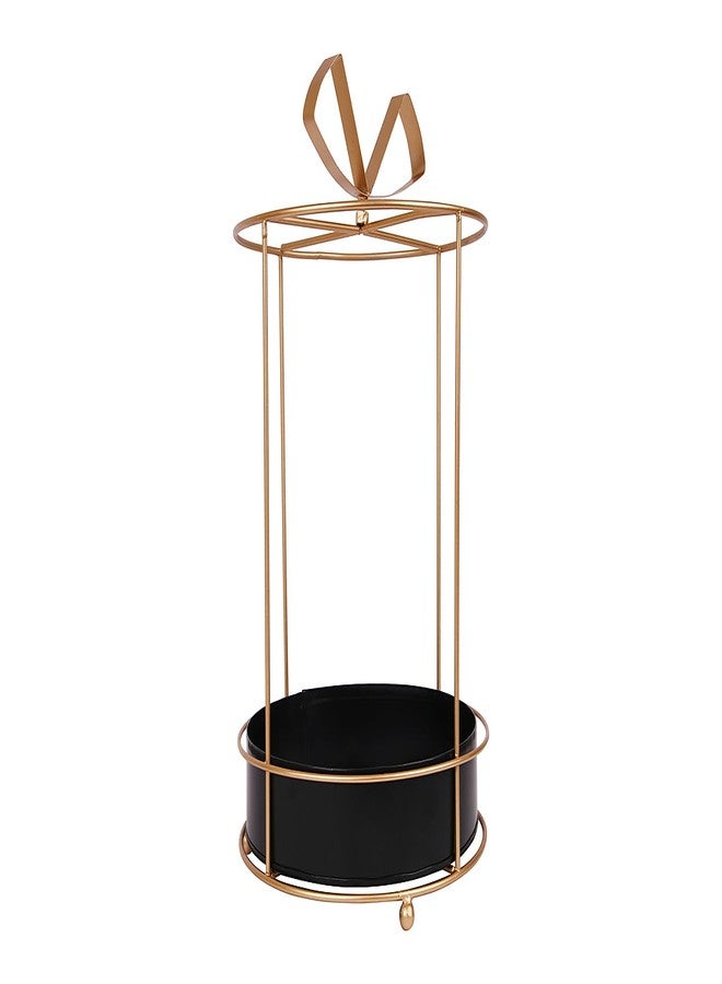 INDIAN ARTISANS Decorative Metal Hamper Basket with Bow Design, Black and Gold, Round Storage Container, Gifting Fruits Basket for Baby, Wedding, Metal Basket Gift hamper for wedding ceremony and any occasion - Image 2