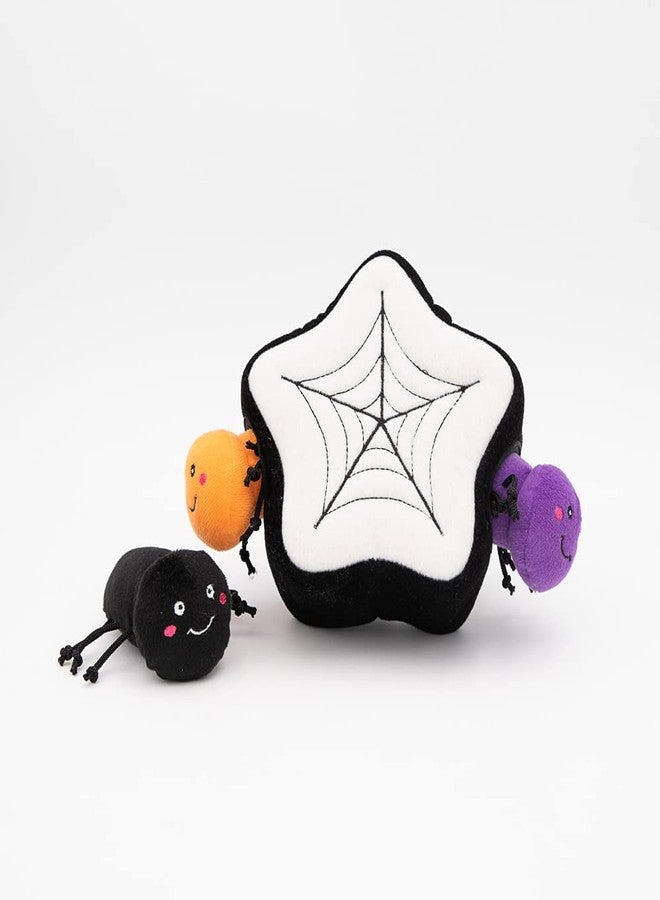 ZippyPaws Halloween Burrow Interactive Dog Toys - Hide and Seek Dog Toys and Puppy Toys, Colorful Squeaky Dog Toys, and Plush Dog Puzzles, Spider Web - Image 1
