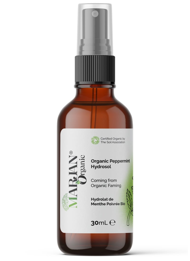 MARJAN ORGANIC - Peppermint Hydrosol Floral Water, 30ml, Cleansing Hydrating Face Mist, Body Mist, Cooling Scalp Mist, Headache Relief, Vegan, GMO Free - Image 1