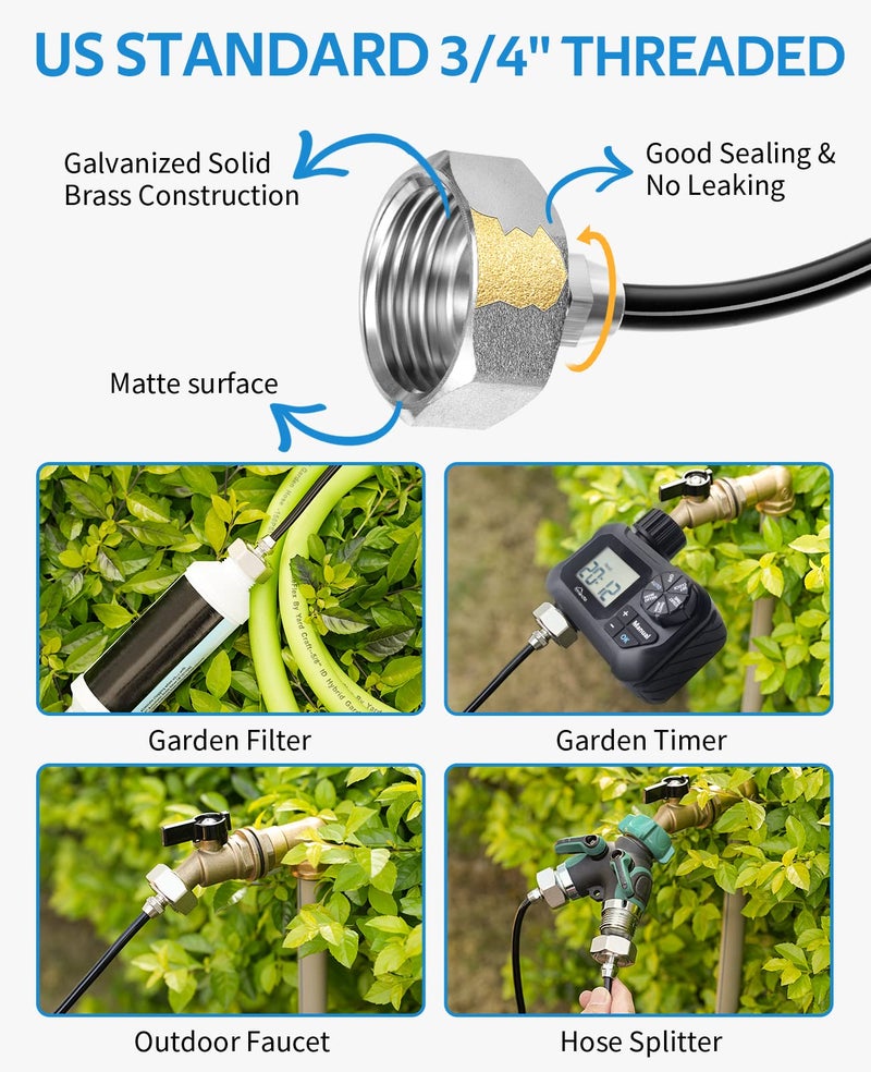 homenote HOMENOTE Misting Cooling System, 26FT (8M) Misting Line + 7 Brass Mist Nozzles + Brass Adapter(3/4") Outdoor Mister for Patio Garden Greenhouse Trampoline for Waterpark  - Image 3