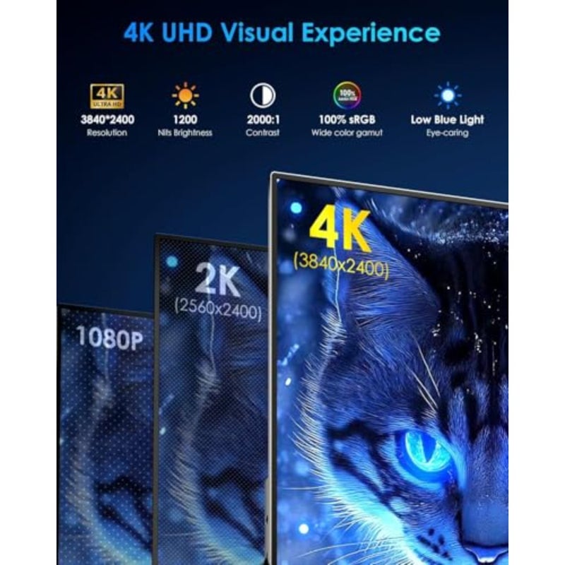 Portable Monitor, 3840 x 2400 UHD 1200 Nits Screen with Smart Cover, IPS Display with Type C, Mini-HDMI, Built-in Speakers, Compatible with PC, Laptop, MacBook, PS3/4/5 - Image 3