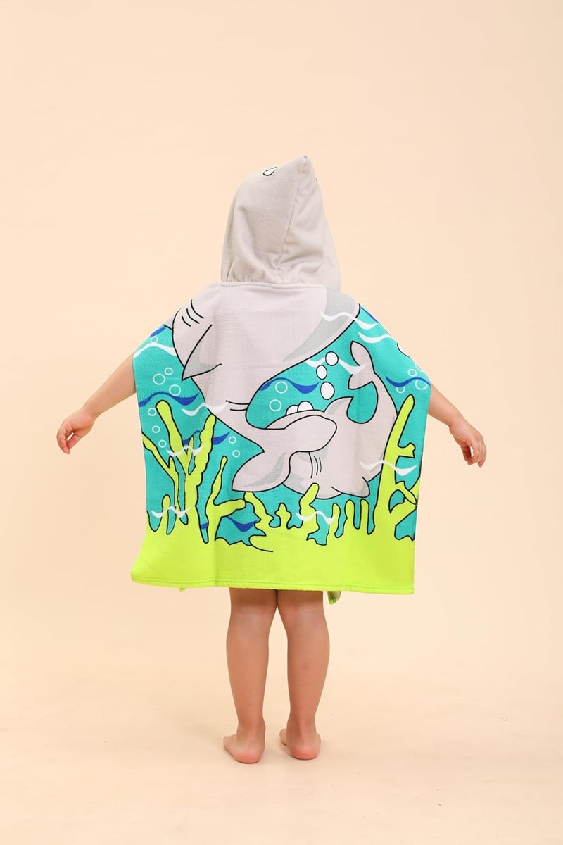 TEHALK Shark Hooded Towels for Kids, Poncho Beach Towels for Kids, Kids Beach Towels for Boys/Girls, Swimming Towels/Towel Robes/Wearable Towels/Pool Towels for Kids 2-10, Hooded Beach Towels for Toddler - Image 4
