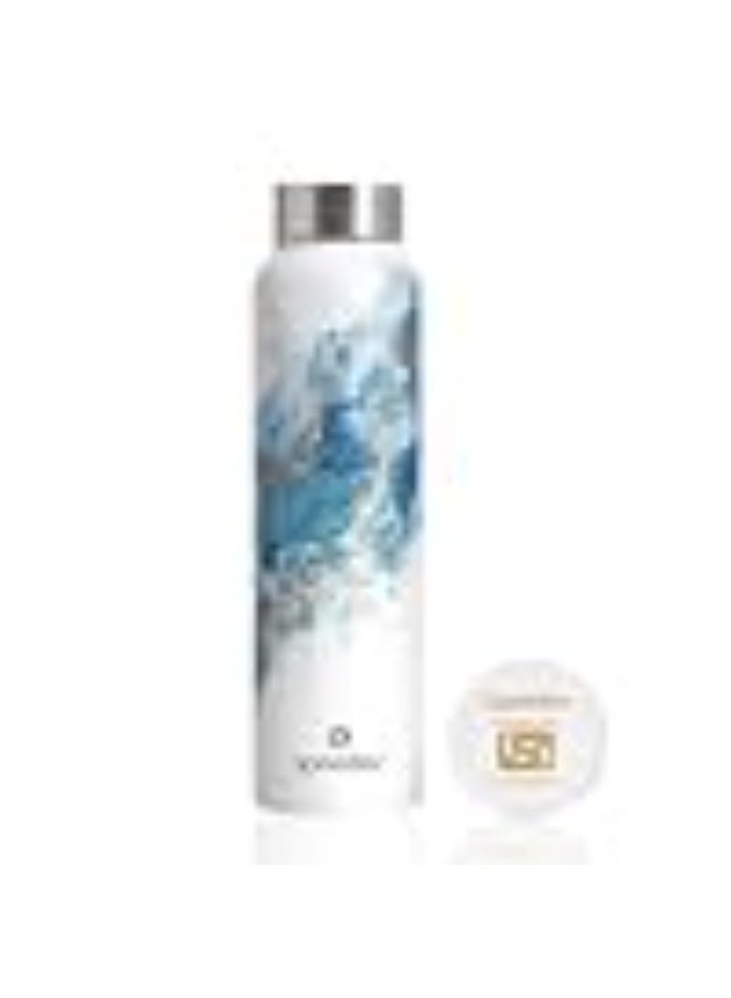 Speedex Stainless Steel Printed Water Bottle 1 Ltr 1000 ml, BIS Approved, Leak Proof Screw Cap Bottle for Office, School, Travel, Daily Use for Men, Women, Kids, Adults, Ice Marble, Set of 1 - Image 1
