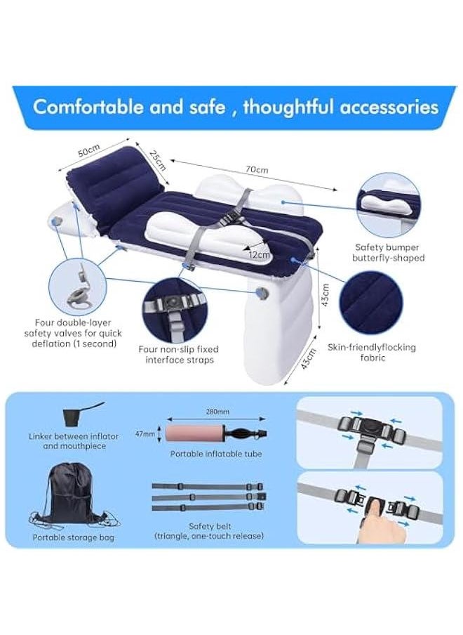 Beauenty Inflatable Airplane Bed for Toddler, Portable Baby Airplane Bed for Travel, Plane Bed for Kids with Hand Pump, Seat Belt and Carry Bag, Toddler Seat Extender for Car, Airplane (Blue)  - Image 3