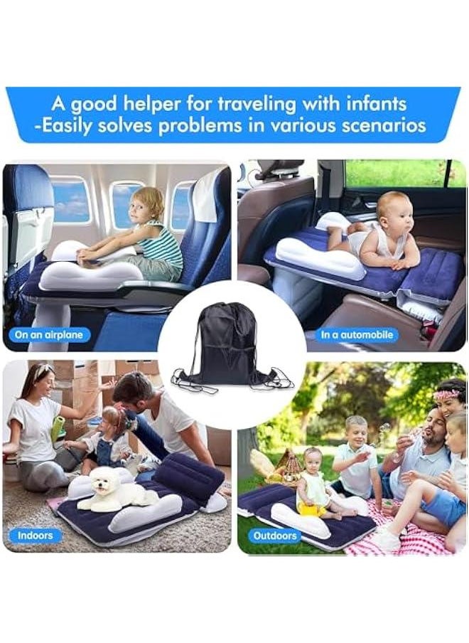 Beauenty Inflatable Airplane Bed for Toddler, Portable Baby Airplane Bed for Travel, Plane Bed for Kids with Hand Pump, Seat Belt and Carry Bag, Toddler Seat Extender for Car, Airplane (Blue)  - Image 4