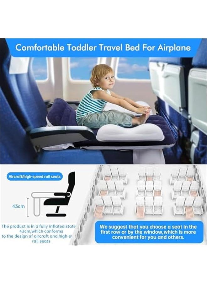 Beauenty Inflatable Airplane Bed for Toddler, Portable Baby Airplane Bed for Travel, Plane Bed for Kids with Hand Pump, Seat Belt and Carry Bag, Toddler Seat Extender for Car, Airplane (Blue)  - Image 5