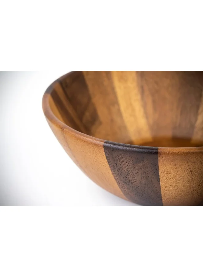 BILLI Billi Acacia Wood Round Serving Bowl for Fruits or Salads, Large Single Bowl, Dia 26 X 10H cm, Brown - B251