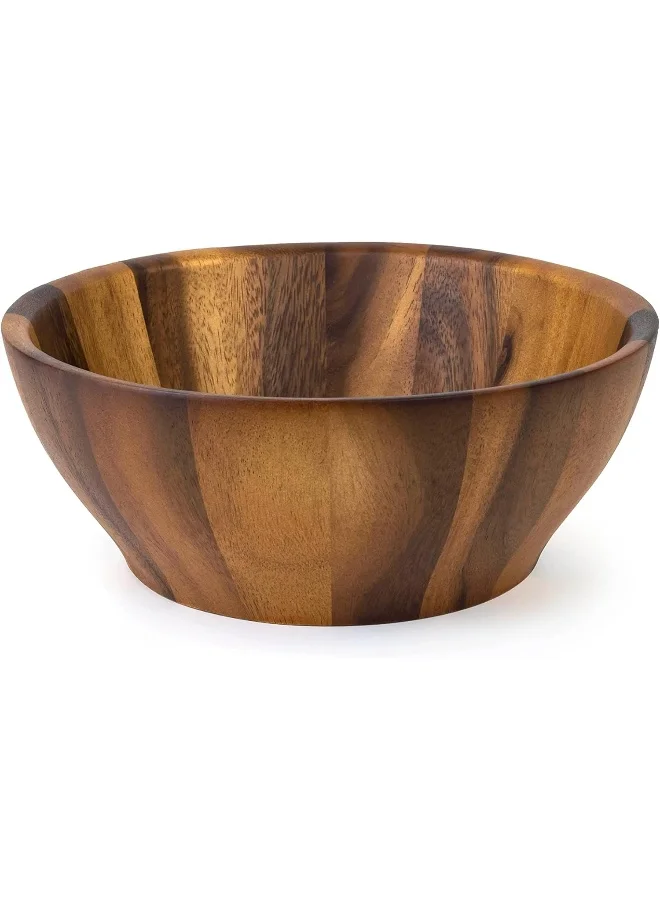 بيلي Billi Acacia Wood Round Serving Bowl for Fruits or Salads, Large Single Bowl, Dia 26 X 10H cm, Brown - B251