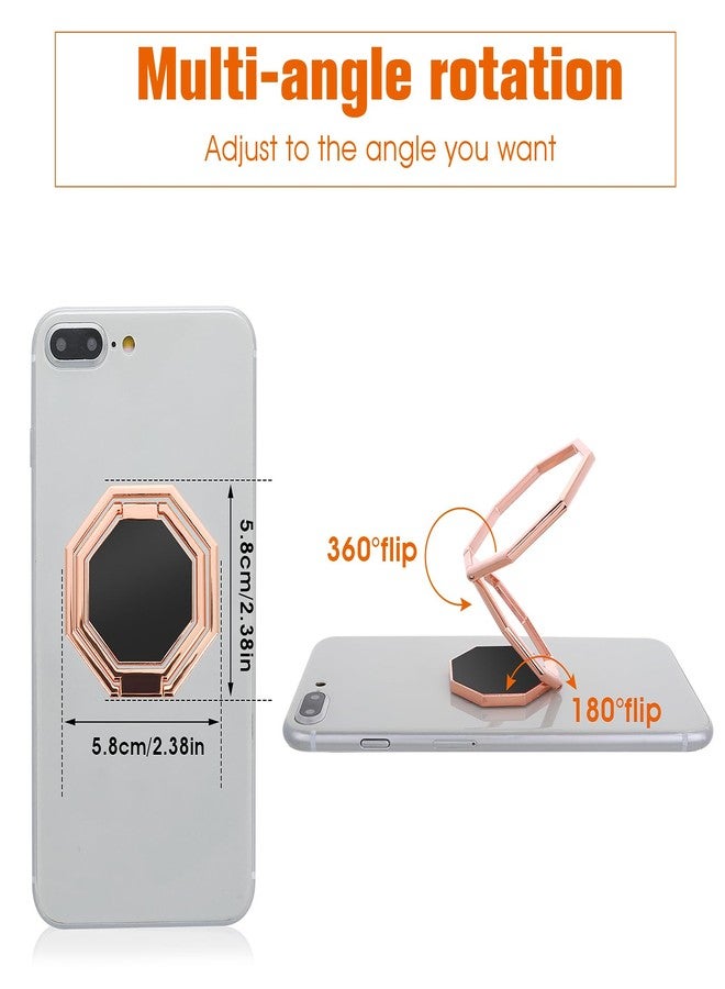 cobee Cell Phone Ring Holder Finger Kickstand, 360° Rotation Metal Cellphone Back Grip Foldable Cell Phone Stand Adjustable Phone Holder Compatible with Most Smartphones(Rose Gold) - Image 5