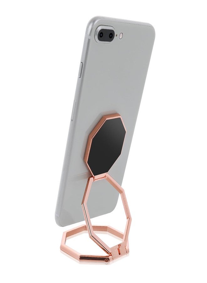 cobee Cell Phone Ring Holder Finger Kickstand, 360° Rotation Metal Cellphone Back Grip Foldable Cell Phone Stand Adjustable Phone Holder Compatible with Most Smartphones(Rose Gold) - Image 1