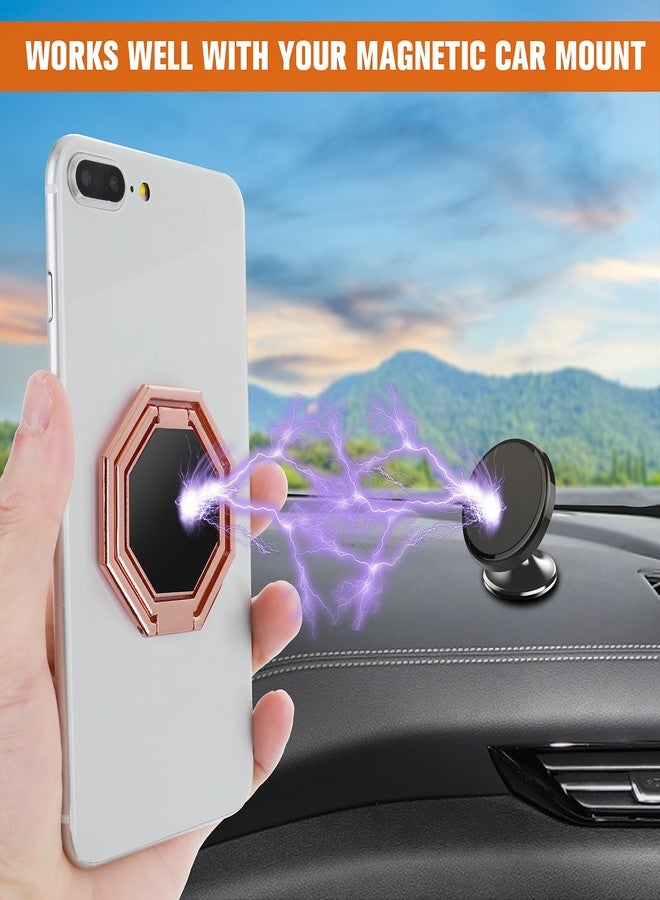 cobee Cell Phone Ring Holder Finger Kickstand, 360° Rotation Metal Cellphone Back Grip Foldable Cell Phone Stand Adjustable Phone Holder Compatible with Most Smartphones(Rose Gold) - Image 4