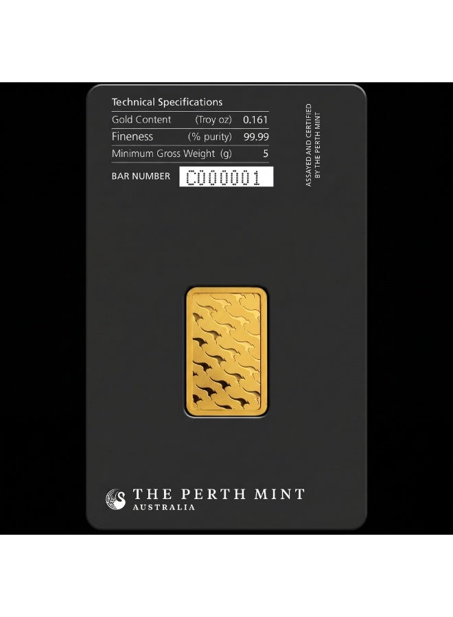Perth Mint The Perth Mint Kangaroo 5g 99.99% Pure Gold Minted Bar - Image 3