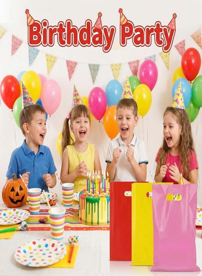opasyo 50 Pcs 8x11 Inch Plastic Gift Bags with Handles, Multicolor Goodie Bags for Birthday Party, Sturdy Small Favor Bags Bulk for Halloween Thanksgiving Christmas,10 colors - Image 4