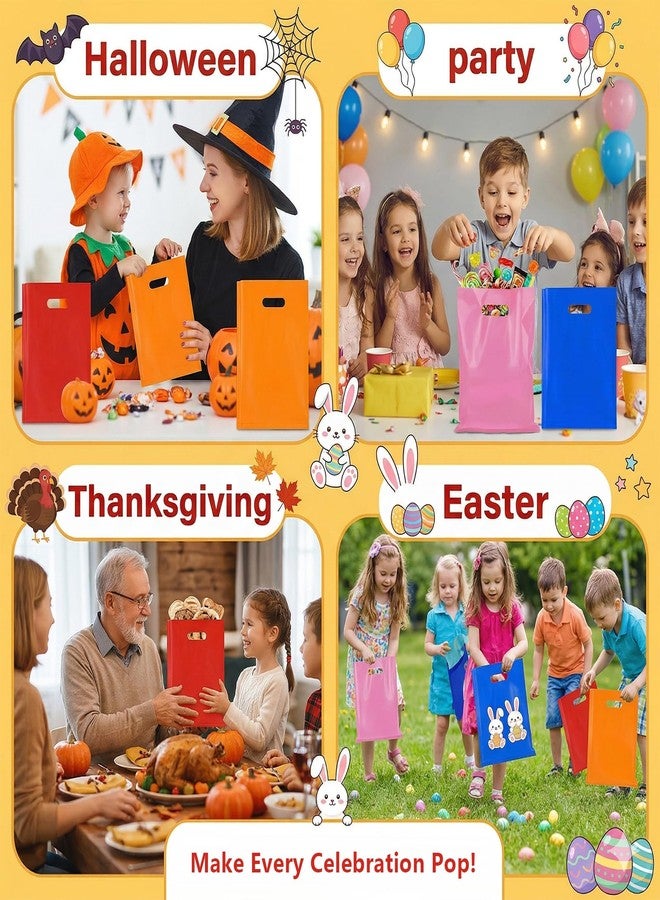opasyo 50 Pcs 8x11 Inch Plastic Gift Bags with Handles, Multicolor Goodie Bags for Birthday Party, Sturdy Small Favor Bags Bulk for Halloween Thanksgiving Christmas,10 colors - Image 5