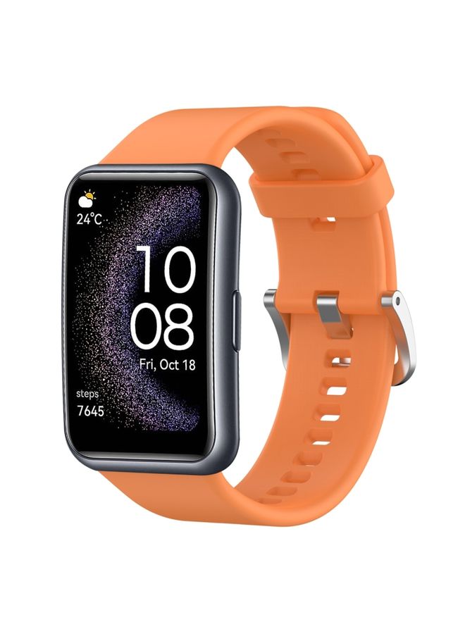 Replacement Strap For Huawei Watch Fit Special Edition Solid Color Silicone Watch Band Orange