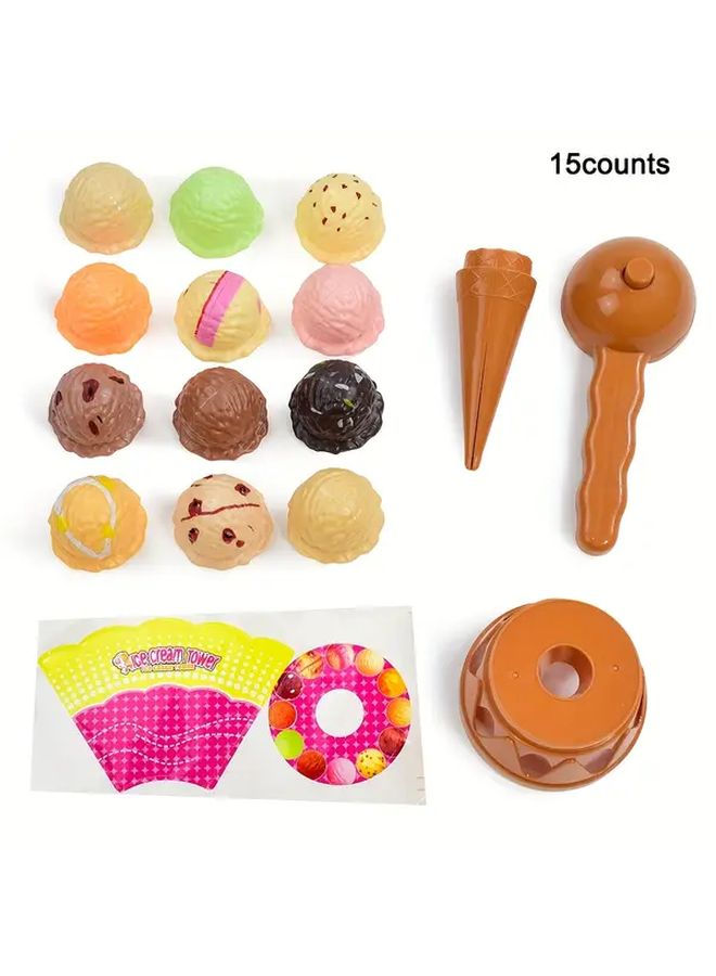 Colorful Ice Cream Stack And Splash Game Interactive Family Puzzle Toy For Hand Eye Coordination - Image 1