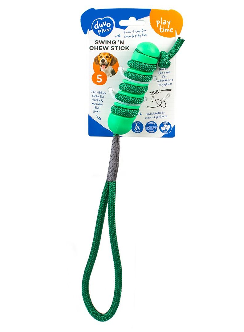 duvo Plus Swing 'N Chew Sticks Toy For Dogs 12.2 X 3.2 X 3.2cm - Green - Image 1
