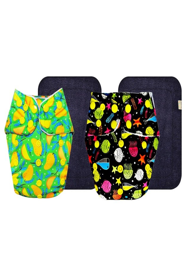 حفاضات قماشية فاخرة من دمبلدو مع حشوة سوداء (عبوة من قطعتين) | ملائمة محكمة | مانعة للتسرب | أزرار كبس قابلة للتعديل | تغيير حفاضات بدون قلق | من 3 أشهر إلى 3 سنوات | للجنسين - Image 1