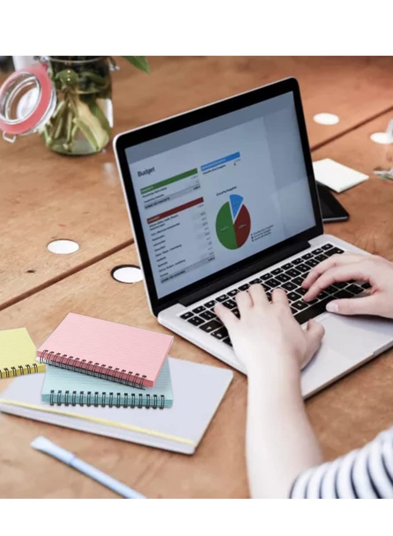 KASTWAVE 5 Colours Index Cards, 5x3 Inches Ruled Spiral Bound Rings Lined Revision Flash Record Cards for Office Meeting, School Learning, Memory, Sticky Note - Image 5