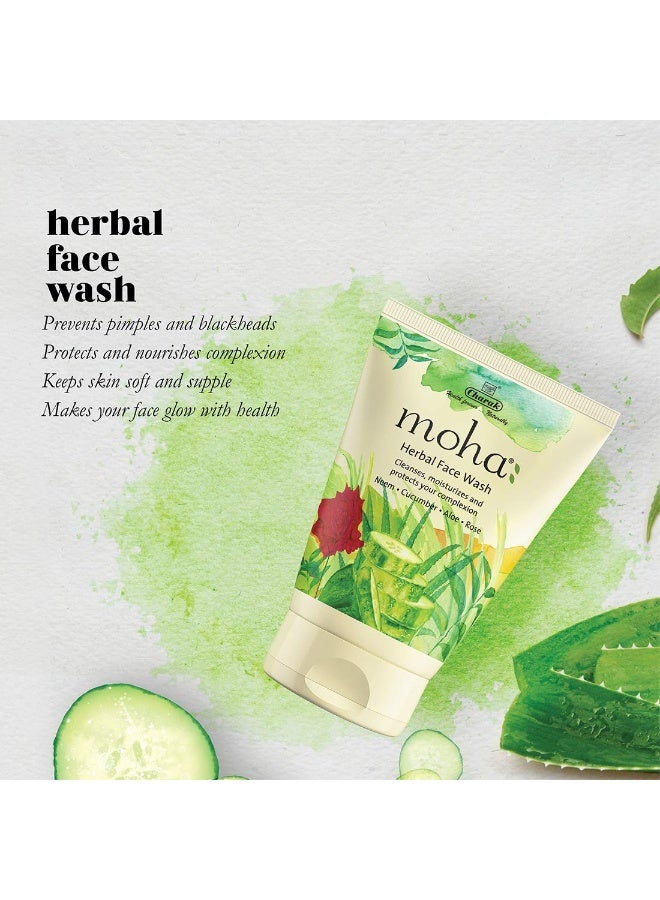 Moha: Herbal Face Wash with Neem, Rose, Cucumber & Aloe Vera for Clean, Glowing & Moisturized Skin | Herbal Cleanser for Acne, Pimples and Dark Spots | Removes Impurities & Puffiness | Provide Even Tone & Lightens Blemished Skin | Ideal Face Wash for Women & Men - 200 Ml (Pack of 1) - Image 2