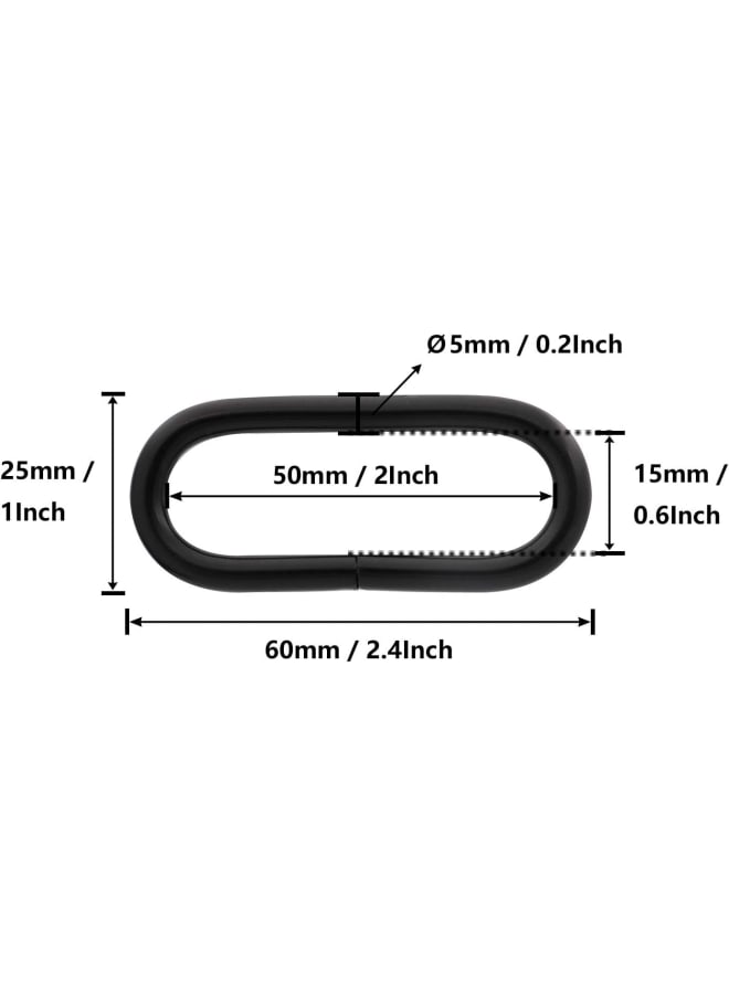 2'' Metal Oval Ring Buckle Loops Non Welded for Leather Purse Bags Handbag Straps, Black - of 10  - Image 2