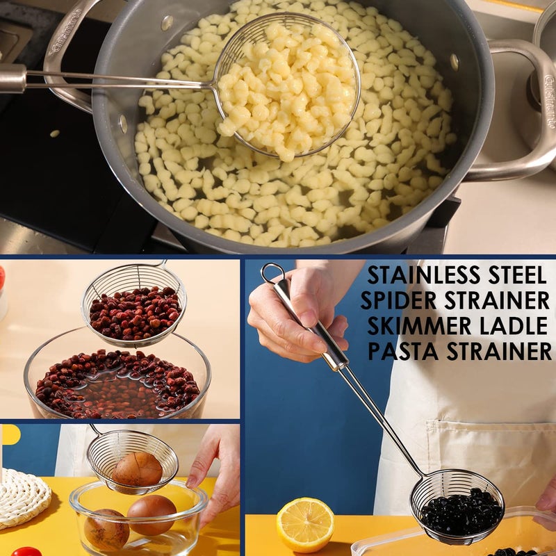 KEISSCO Premium Grade Stainless Steel Spaetzle Maker With Comfort Grip Handle  Stainless Steel Spider Strainer Skimmer Spoon Pasta Strainer  Homemade German Egg Noodle Dumpling Making Tool Set - Image 5