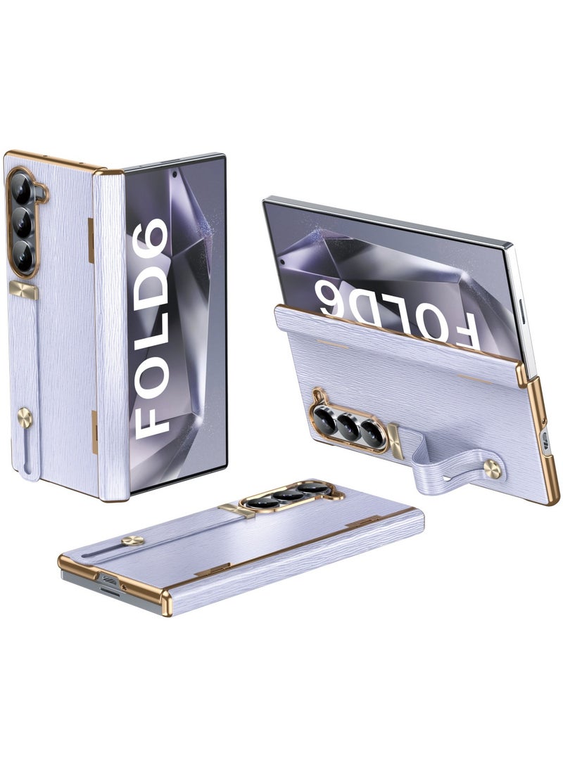 general Slim Case Compatible with Samsung Galaxy Z Fold 6 Built-in Wrist Strap & Screen Protector,Hinge Protection,Full Body Shockproof Kickstand Protective Phone Cover for Galaxy Z Fold 6