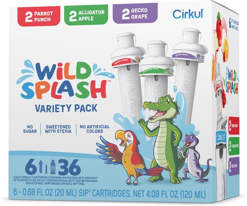 Cirkul Wild Splash Variety Pack - Stevia Sweetened Water Flavor Cartridges (Makes 36 Drinks, 6 Cartridges) - Image 1