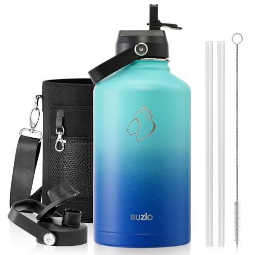 BUZIO Vacuum Insulated Stainless Steel Water Bottle 64oz Cold for 48 HrsHot for 24 Hrs BPA Free Double Wall Travel MugFlask for Outdoor Sports Hiking Cycling CamCamping Running Pacific Dream - Image 1
