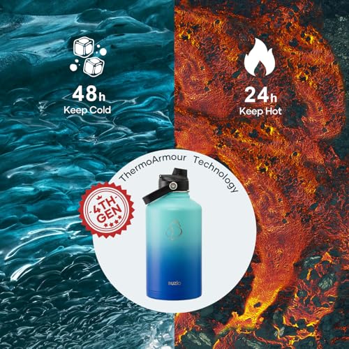 BUZIO Vacuum Insulated Stainless Steel Water Bottle 64oz Cold for 48 HrsHot for 24 Hrs BPA Free Double Wall Travel MugFlask for Outdoor Sports Hiking Cycling CamCamping Running Pacific Dream - Image 3