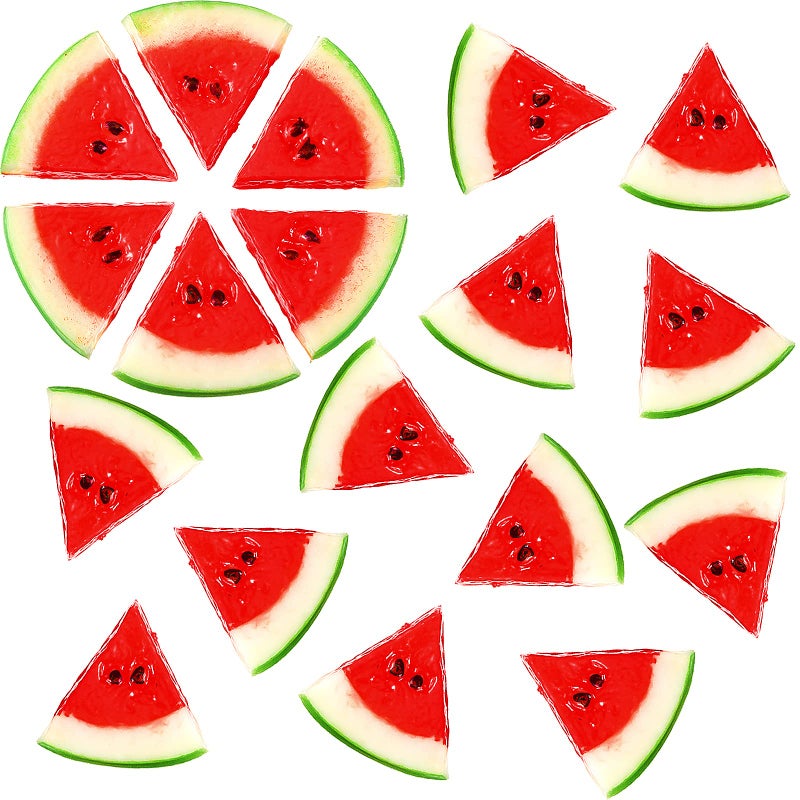 MTLEE 18 Pieces Fake Watermelon Slices Mini Fake Watermelon Decor Artificial Watermelon Realistic Simulation Artificial Fruit Decoration Watermelon Decor for Home Kitchen Party Decor Photography Prop