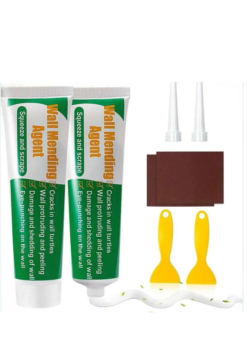 Professional 2-Pack Wall Mending Agent and Spackle Repair Kit – Includes 2 Sanding Sheets, Gloves, Scraper  Precision Nozzle for Superior, Fast, and Seamless Drywall Repairs - Image 1